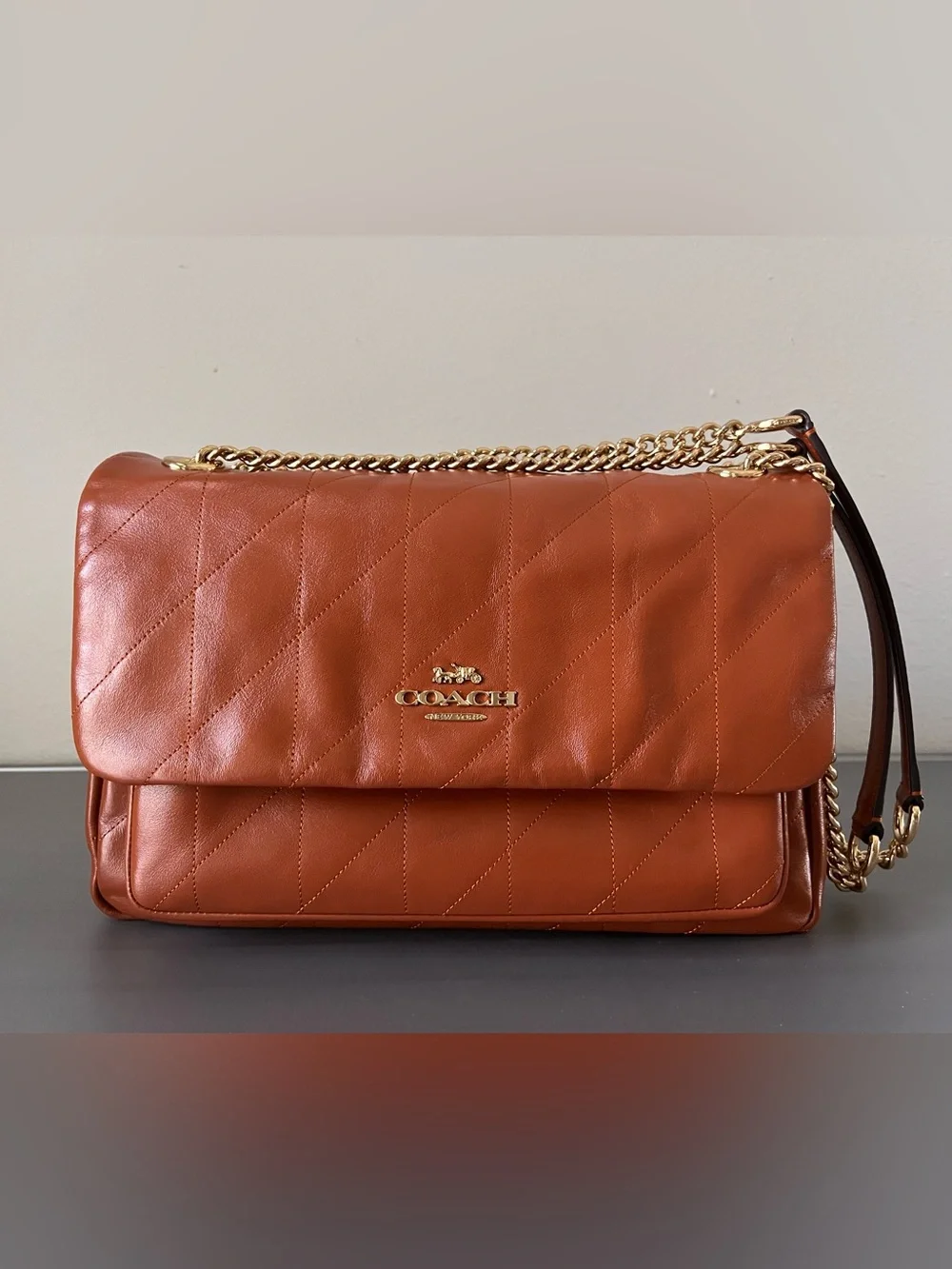 Coach Elodie Quilted Leather Cinnamon Crossbody Bag